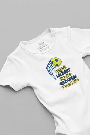 Bedruckter Baby-Body aus Bio-Baumwolle von Fenerbahçe mit Buchstaben, Baby-Body mit Druckknöpfen 5732 - Overoz