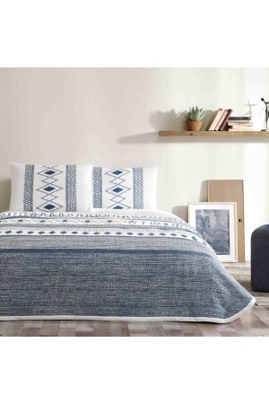 Bedrucktes Oriel Double Pique Set Blau - Taç