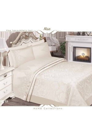 Bedspread Double Duvet Cover Set 6 Pieces Cetan Lacy Pike Measurement 240 X 250 Cm Nisa kevser - BALADI HOME