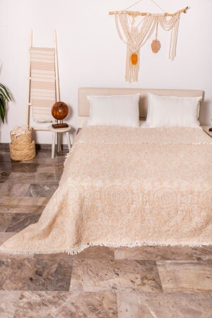Bedspread, Pique, Double, Ethnic, Light Brown NPYC2002 - Nilyas