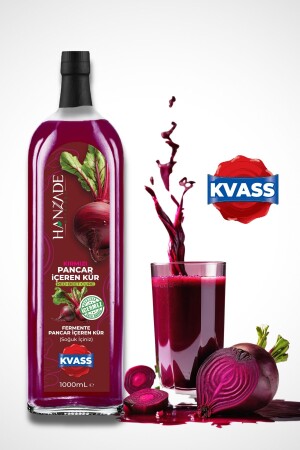 Beet Kvass Cure Containing Fermented Red Beetroot 1 Liter Glass Bottle - Hanzade Bitkisel