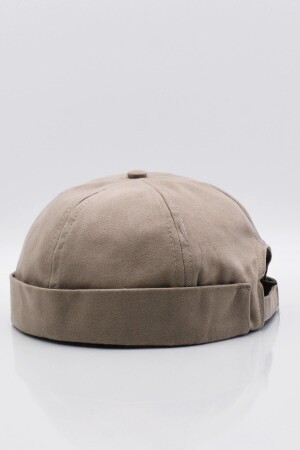 Beige 100% Cotton Cap Docker Hat KLH6897 - Külah