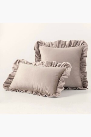 Beige Country Frilly Rectangular Throw Pillow Cover Soft Textured Vintage- Scandinavian- Bohemian- Christmas - Bc Home