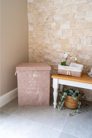 Beige Filz Mega Box Wäschekorb Aufbewahrungsbox 55x41x30 cm Beige 03488ALAS - ALAS