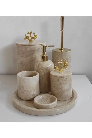 Beige Marble Bathroom Set 7 Li TX09A2045A1897 - SARITAŞ