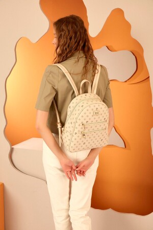 Beige Monogram Women's Backpack 05PO22Y1577 - Pierre Cardin