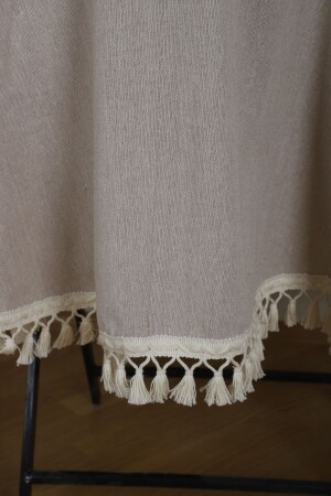 Beige Raw Pompom ROUND Tablecloth - Ndc Home