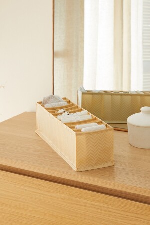 Beigefarbener Fischgräten-Schrank mit 10 Fächern im faltbaren Wäsche-Organizer im Akkordeon-Stil - Ocean Home Textile