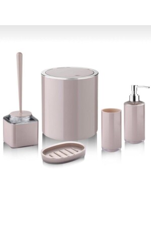 Beige Acrylic 5-Piece Bathroom Set Nickel Plated. - Lossa