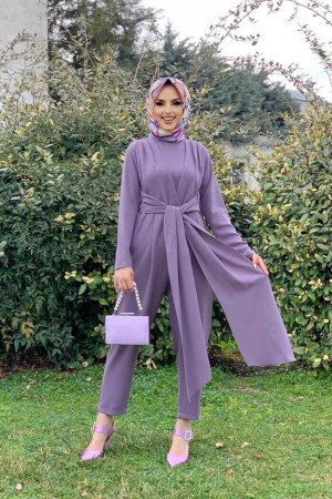 Bel Bağlama Detaylı Yarım Boğaz Detay Tulım 3672 Lila - Bym Fashion