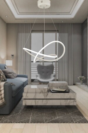 Belina Beyaz Sarkıt 48 Watt Ofis Avizeleri 3 Renkli Ledli Modern Mutfak Banyo Led Salon Sarkıt Avize 11287-01-WH - Apliqa