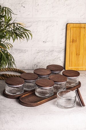 Bella 10 Piece Tray Wooden Vacuum Lid Glass Breakfast Multi-Purpose Glass Snack Bowl 235ml - Snippy