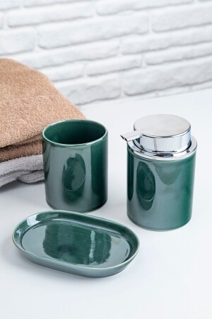 Bella 3-Piece Porcelain Bath Set Emerald 8691814622 - Lady Enna Home