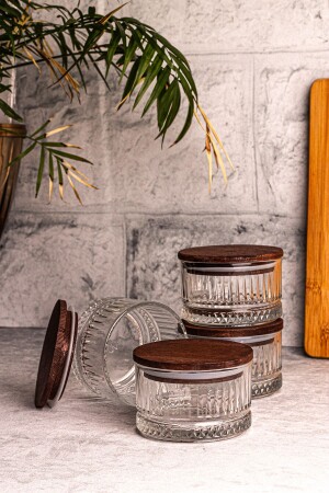 Bella 4-Piece Wooden Vacuum Glass Breakfast Bowl with Lid, Multi-Purpose Glass Snack Bowl 235 ml - Snippy