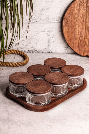 Bella 6-Piece Wooden Vacuum Glass Breakfast Bowl with Tray and Multi-Purpose Glass Snack Bowl 235 ml - Snippy