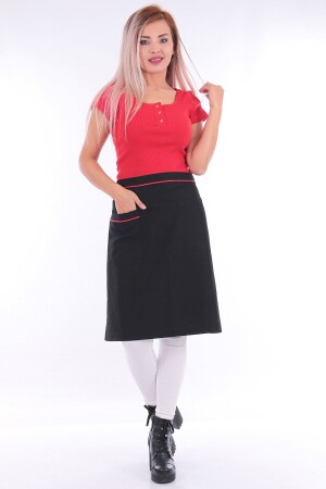 Belted Black Kitchen Chef Waiter Cook Kitchen Apron with Pocket - Umut Tekstil