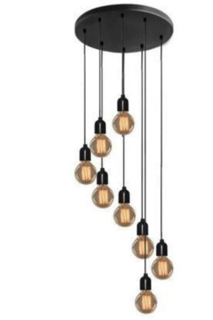 Belur 8-Piece Black Pendant Lamp Chandelier BLR-SS-08 - BSA LIGHTING