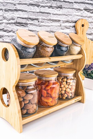 Bench - 8 Piece 2 Tier Spice Jar Set with Stand Horizontal B4633 - Bambum