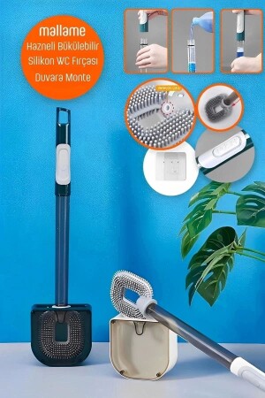Bendable Silicone Toilet Seat with Detergent Tank Toilet Bathroom WC Bathtub Cleaning Brush Refillable Wall Mountable - Mallame