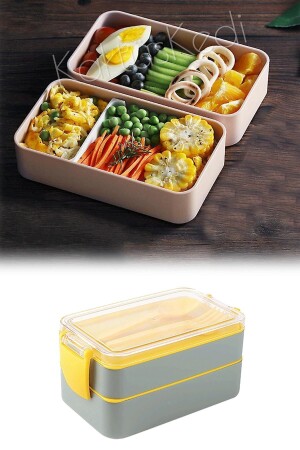 Bento 2 Tier Food Container Gray 900 Ml 7480000717244 - KaktüsKedi