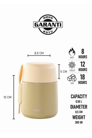 Bento Stainless Steel Food Thermos Vanilla 0.50 Lt- (17 OZ) with Lifetime Warranty - TANQ