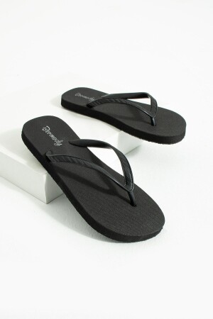 Bequeme Basic-Flip-Flops für Damen in Schwarz, Strandpantoffeln - Bermody