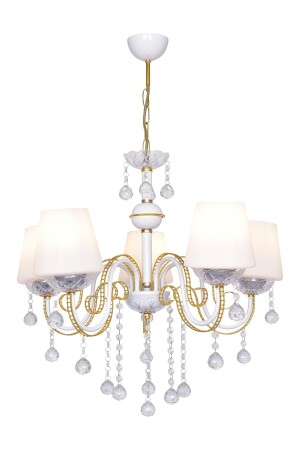 Berfin 5-Piece White Yellow Special Static Painted Stainless Gold Stone Chandelier - Trendylight
