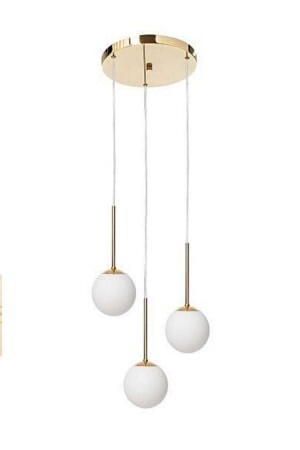 Beril 3-Piece Gold Modern Chandelier (white Glass) BRL-GOLD-03 - BSA LIGHTING