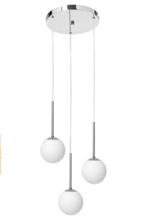Beril 3'lü Krom Modern Avize (beyaz Camlı) BRL-KRM-03 - BSA LIGHTING