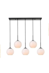 Beril 5'li Siyah Sıralı Sarkıt Avize (beyaz Camlı) SRL-SYH-BRL-05 - BSA LIGHTING
