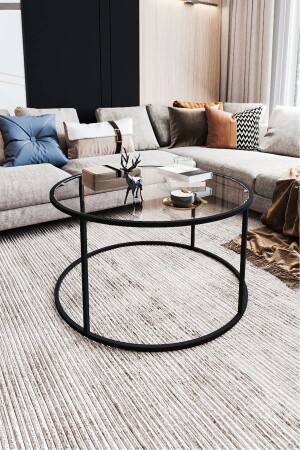 - Berlin Coffee Table - 80 Cm Round Transparent Glass Coffee Table 1001690 - DEKOPRATİK
