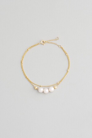 Berrak Pearl 18 Karat Gelbgold vergoldetes 19 cm großes Doppelarmband aus Silber - So Chic