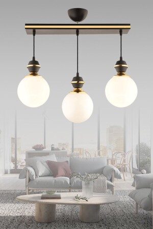 Berru 3-Piece Glazed Glossy Black and Gold Gilded Luxury Lighting 3068 - KUZEY AYDINLATMA