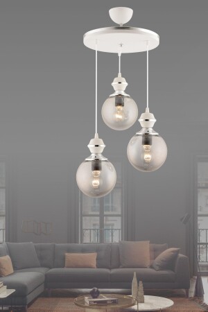 Berru 3-Piece Tray White Chrome Luxury Globe Glass Modern Chandelier 2016 - GYK LİGHT