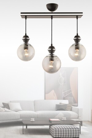 Berru 3-Plus Gehäuse schwarz mit Chrom-Glop-Glas, luxuriöse moderne Beleuchtung 2012 - GYK LİGHT