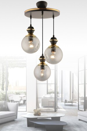 Berru 3-teiliges Schwarz-Gold-Tablett Modernes Glop-Glas Moderne Beleuchtung 2020 - GYK LİGHT