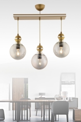 Berru 3lü Caka Eskitme Krom Yaldızlı Glop Camlı Modern Aydınlatma 7 - GYK LİGHT