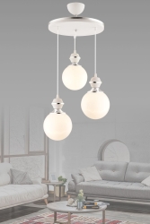 Berru 3lü Tepsi Beyaza Krom Lüks Glop Camlı Modern Avize 2016 - GYK LİGHT