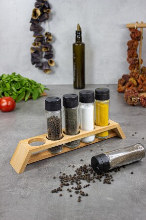 Berry 5'li Baharatlık Takımı, Ahşap Stantlı 5'li Baharatlık Seti Berry 05 - KukiWood