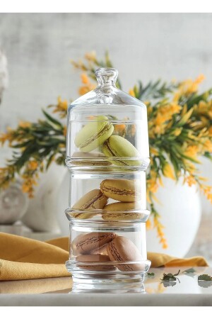 Berry Patisserie 3 Layer Cookie Holder Presentation Storage Container with Glass Lid BERRYS2 - Lav