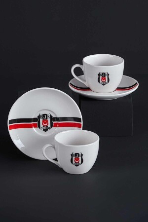 Beşiktaş Licensed Striped Set of 2 Tea Cups Beşiktaş N3427 - Neva