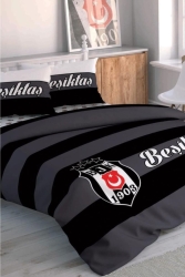 Beşiktaş Striped Çift Kişilik Lisanslı Nevresim Takımı 566354 - Taç
