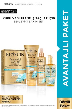 Pflegeshampoo mit nährenden Ölen 300 ml + Haarpflegeöl 150 ml + Haarpflegespülung + Flüssigspülung - Bioxcin