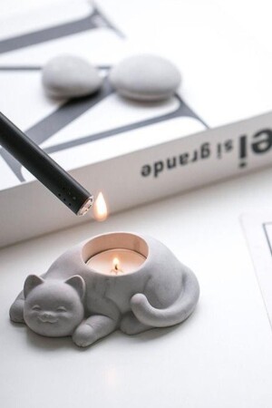 Beton Katze Kerzenhalter Objekt Dekor - Lalezen Home