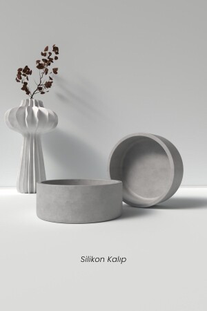 Beton Mumluk - Saksı Silikon Kalıp - Dekoratif Beton Mumluk Kalıbı Beton-Mum Yapım Malzemeleri - Cageartstudio