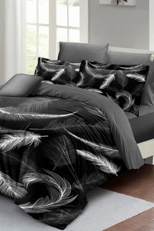 Bettbezug-Set, 100 % natürliche Baumwolle, Doppelbett, 3D-Digital-Dunkelfeder, monohome3447HF - Monohome