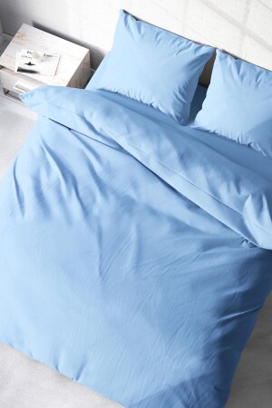Bettbezug-Set, 100 % natürliche Baumwolle, Doppelbett, 3D-Digital-Soft-Blue, Lux-Baumwolle, Ranforce, monohome16883HF - Monohome