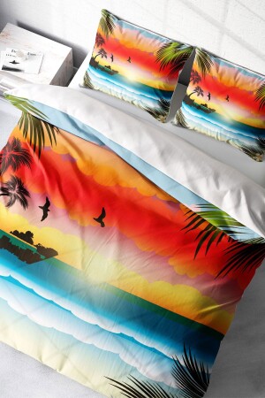 Bettbezug-Set, 100 % natürliche Baumwolle, für Doppelbett, 3D-Digital-Sonnenuntergang, monohome2094HF - Monohome