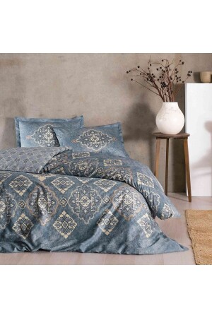 Bettbezug-Set aus Baumwollsatin für Doppelbetten, Marilla, Marineblau MARİLLA - Taç