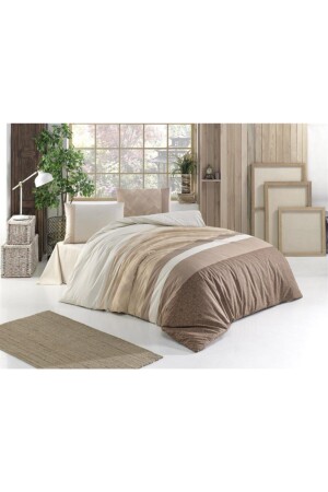 Bettbezug-Set für Doppelbett, braun, KRITIRKÇK - Kristal